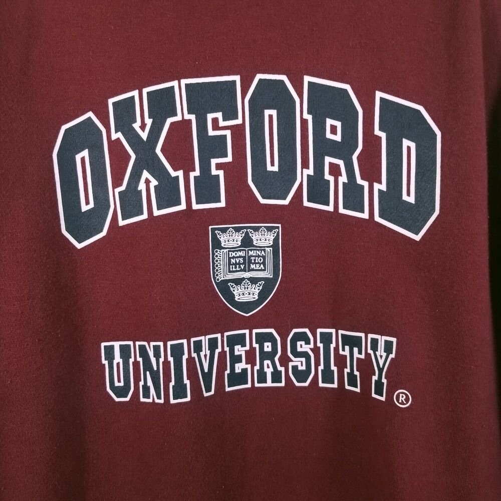Oxford University Sweatshirt Mens Large Maroon Red UK College Logo Crewneck - Picture 2 of 11